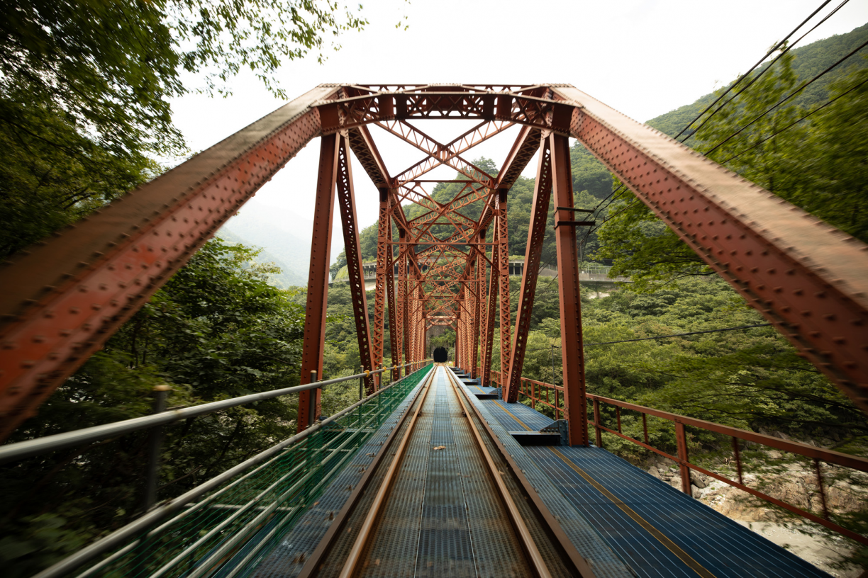 Cross bridges with views over the canyon