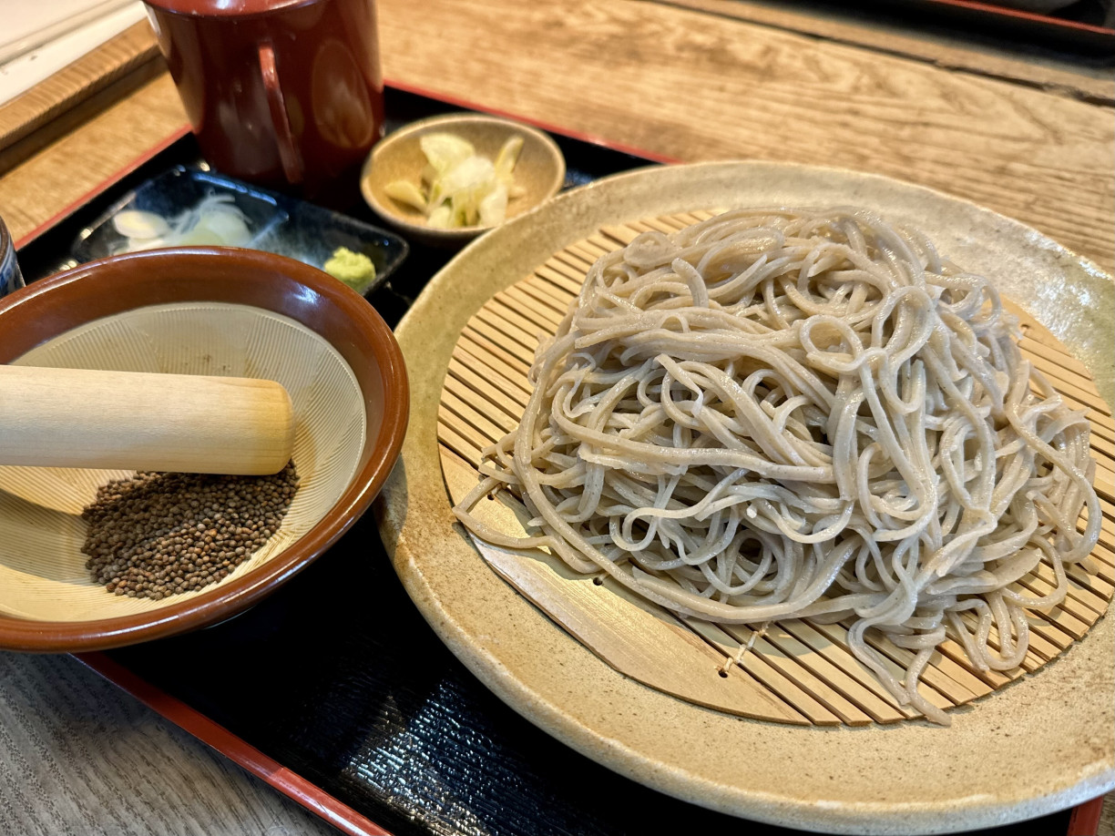 My favorite soba dish—cold soba paired with hand-ground egoma