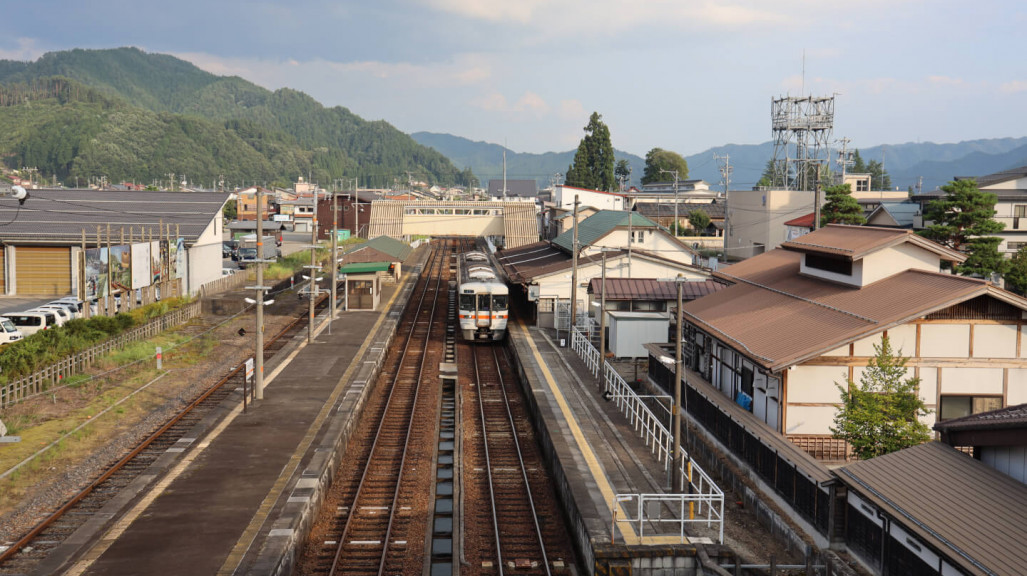 Train waiting at Hida-Furukawa Station